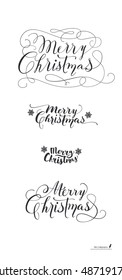 Lettering based on a Nib Calligraphy. Merry Christmas. Vector.