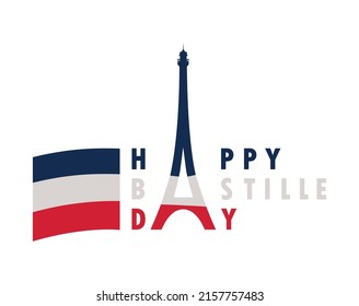 lettering of bastille day over white