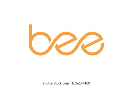 lettering bee geometric logotype vector icon illustration design