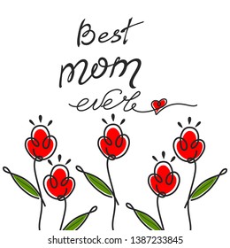lettering best mom ever. vector image