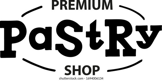 Lettering black and white logo, pastry shop.  