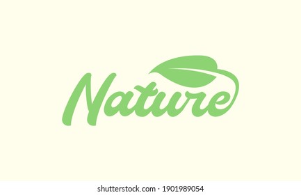 lettering bold nature with leaf green logo symbol icon vector graphic design 