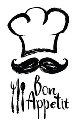 Bon Appetit Design-Karte Mit Kochmütze Und Schnurrbart