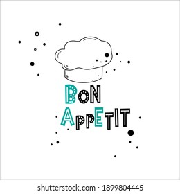 Lettering Bon appetit or enjoy your meal. It can be used to design the menu of restaurants, cafes, signs, logo, bakeries, farm shops