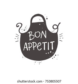 Lettering. Bon appetit. Hand drawn vector illustration. Can be used for badges, labels, logo, bakery, street festival, farmers market, country fair, shop, kitchen classes, cafe, food studio.