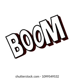 Lettering Boom, bomb. Comic text sound effects. Vector bubble icon speech phrase, cartoon exclusive font label tag expression, sounds illustration. Comics book balloon.