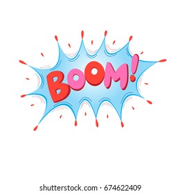 Lettering Boom, bomb. Comic text sound effects. Vector bubble icon speech phrase, cartoon exclusive font label tag expression, sounds illustration