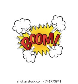Lettering Boom, bomb. Comic text sound effects. Vector bubble icon speech phrase, cartoon exclusive font label tag expression, sounds illustration. Comics book balloon.