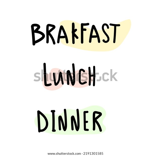 Desayuno, almuerzo, cena para menús, revistas,: vector de stock (libre ...