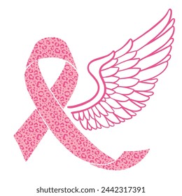 Lettering breast cancer vector illustration on white background