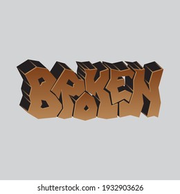 lettering "broken" with unique angular letters in an isolated composition. bright pattern for printing on stickers, posters, T-shirts