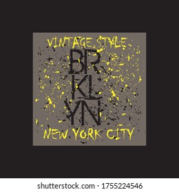 lettering brooklyn new york city typography design for t-shirt vector illustration