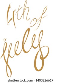 lettering by hand by July 4th, golden inscription on a white background. vector illustration, design element