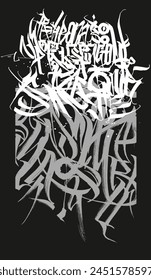 Lettering calligraphy art poster. Random letters abstract hand drawn brush line concept.