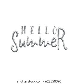 lettering and calligraphy halftone modern - Hello summer . Sticker, stamp, logo - hand made