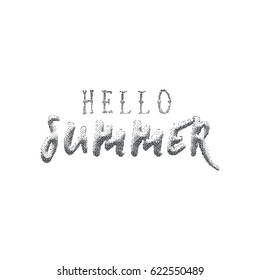 lettering and calligraphy halftone modern - Hello summer . Sticker, stamp, logo - hand made