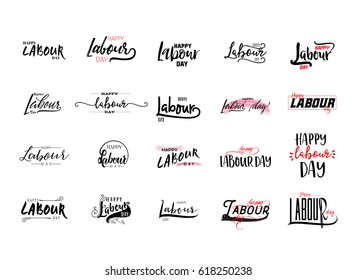 lettering and calligraphy modern - Happy Labour day. Sticker, stamp, logo - hand made