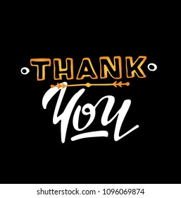 Lettering. Calligraphyc hand drawn doodle poster - Thank you