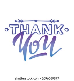 Lettering. Calligraphyc hand drawn doodle poster - Thank you