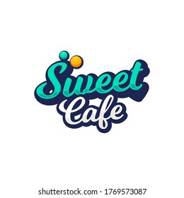 Lettering Candy Cafe And Sugar Rush Colorful Logo