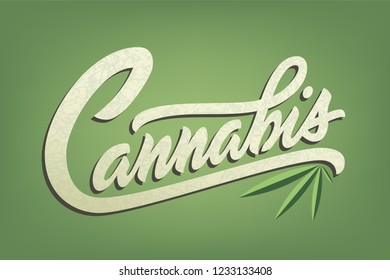 Lettering cannabis for ads, logo, banners