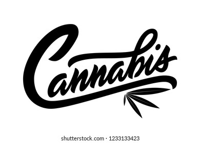 Lettering cannabis for ads, logo, banners