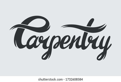 Lettering of carpentry, woodwork logotype, carpenter emblem