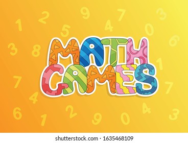 Lettering cartoon design concepts of Math Games, web banner, presentation and printing cover