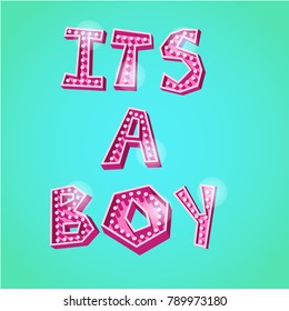 Lettering cartoon poster with its a boy quote
