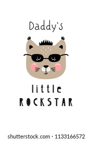 Lettering child poster my daddy little pockstar in scandinavian style