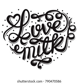 lettering for children's t-shirts, inscription about milk, print for children