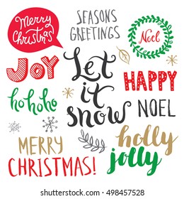 Lettering Christmas set. Vector illustration. 
