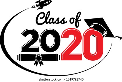 Lettering Class of 2020 for greeting, invitation card. Text for graduation design, congratulation event, T-shirt, party, high school or college graduate. Illustration, vector