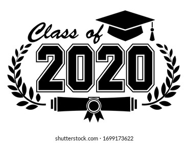 Lettering Class of 2020 for greeting, invitation card. Text for graduation design, congratulation event, T-shirt, party, high school or college graduate. Illustration, vector
