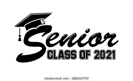 Lettering Class of 2021 for greeting, invitation card. Logo graduation design, congratulation event, T-shirt, party, high school or college graduate. Vector on transparent background