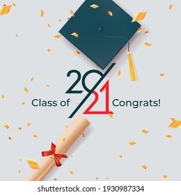 Clase de carta de 2021 para saludos, tarjeta de invitación. Texto para diseño de graduación, evento de felicitación, camiseta, fiesta, secundaria o graduado universitario. Vector aislado sobre fondo blanco.