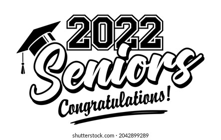 Lettering Class of 2022 for greeting, invitation card. Text for design, congratulation event, T-shirt, party, high school or college graduate. Vector on transparent  background