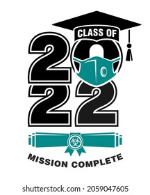 Lettering Class of 2022 for greeting, invitation card. Text for graduation design, congratulation event, T-shirt, party, high school or college graduate. Illustration, vector on transparent background