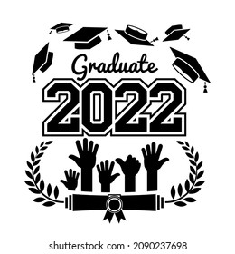 Clase de carta de 2022 para saludos, tarjeta de invitación. Texto para diseño, evento de felicitación, camiseta, fiesta, secundaria o graduado universitario. Vector con fondo transparente y negro