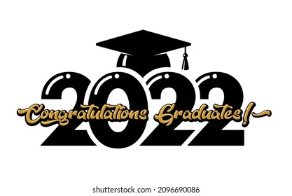 Lettering Class of 2022 for greeting, invitation card. Text for graduation design, congratulation event, T-shirt, party, high school or college graduate. Illustration, vector on transparent background