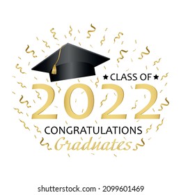 Lettering Class of 2022 for greeting and invitation card isolated on white. Text for graduation design, congratulation graduates, t-shirt, party, high school or college, academy. Vector illustration.