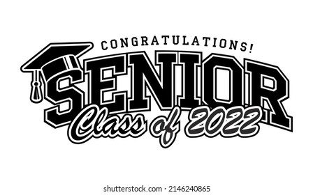 Lettering Class of 2022 for greeting, invitation card. Text for design, congratulation event, T-shirt, party, high school or college graduate. Vector on transparent  background