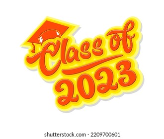 Clase de carta de 2023 para tarjeta de felicitación, tarjeta de invitación. Texto para diseño de graduación, evento de felicitación, camiseta, fiesta, secundaria o graduado universitario. Vector en fondo transparente y oscuro