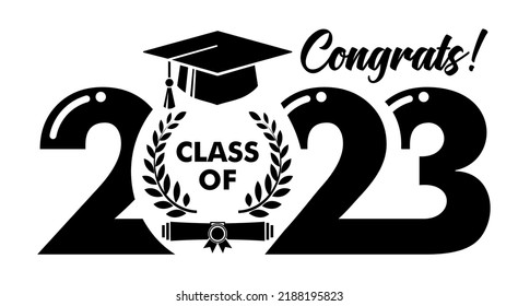 Lettering Class of 2023 for greeting, invitation card. Text for graduation design, congratulation event, T-shirt, party, high school or college graduate. Illustration, vector on transparent background