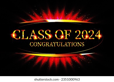 Lettering Class of 2024 for greeting, invitation card. Text for graduation design, congratulation event, T-shirt, party, high school or college graduate. Illustration, vector on transparent background