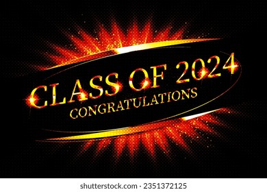 Lettering Class of 2024 for greeting, invitation card. Text for graduation design, congratulation event, T-shirt, party, high school or college graduate. Illustration, vector on transparent background