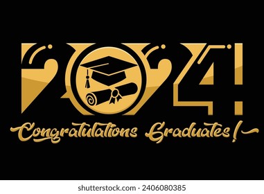 Lettering Class of 2024 for greeting, invitation card. Text for graduation design, congratulation event, T-shirt, party, high school or college graduate.Vector template