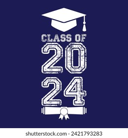 Clase de carta de 2024 para saludos, tarjeta de invitación. Texto para diseño de graduación, evento de felicitación, camiseta, fiesta, secundaria o graduado universitario. Vector en fondo transparente