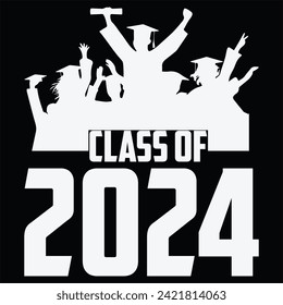 Lettering Class of 2024 for greeting, invitation card. Text for graduation design, congratulation event, T-shirt, party, high school or college graduate. Illustration, vector on transparent background