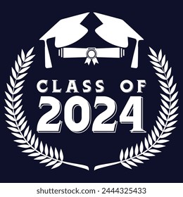 Lettering Class of 2024 for greeting, invitation card. Text for graduation design, congratulation event, T-shirt, party, high school or college graduate. Illustration, vector on transparent background